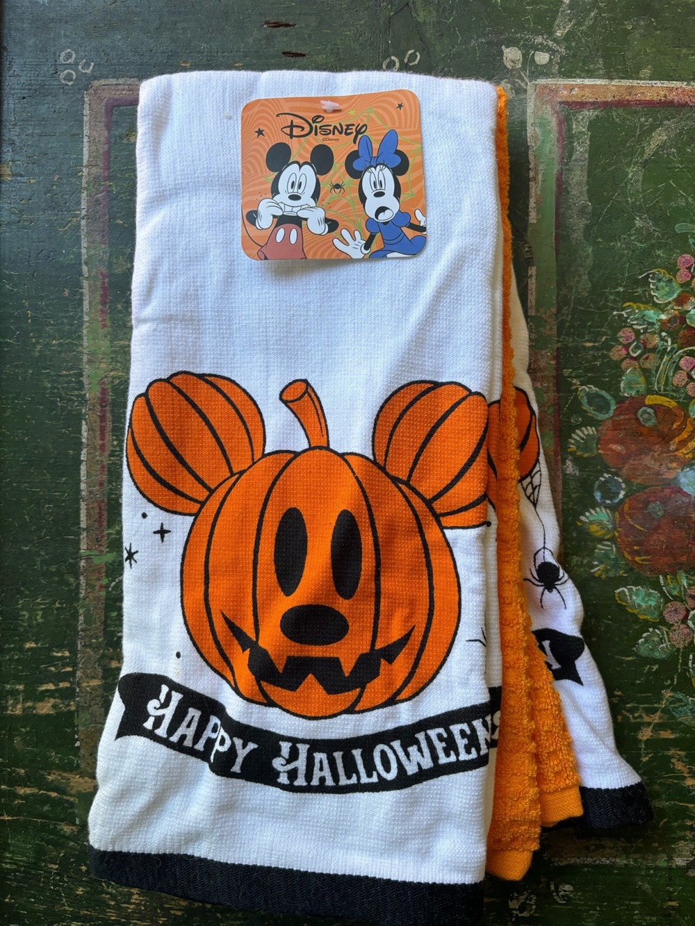 Disney Mickey Pumpkin Happy Halloween Kitchen Towel Set of 3 NWT